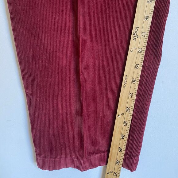 Vintage Corduroy Women Pants 16P Red High Rise Mom Tapered 90s Grunge LL Bean - Picture 7 of 14